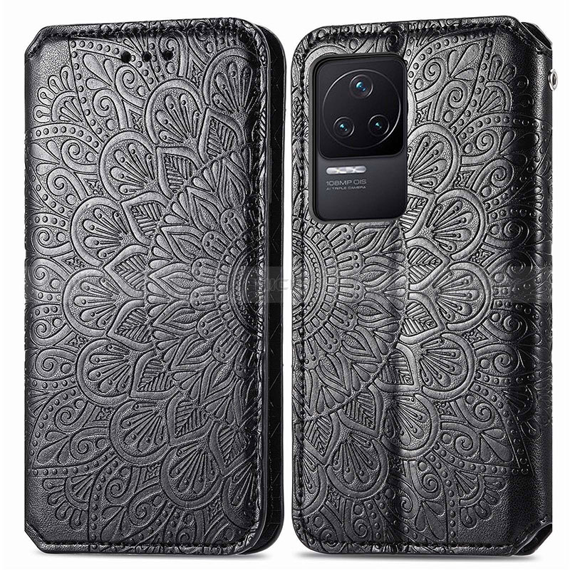 Coque Portefeuille Motif Fantaisie Livre Cuir Etui Clapet S01D pour Xiaomi Redmi K50 5G Noir Plus