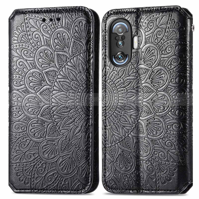 Coque Portefeuille Motif Fantaisie Livre Cuir Etui Clapet S01D pour Xiaomi Redmi K50 Gaming 5G Noir Plus