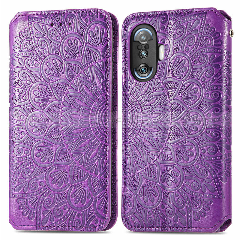 Coque Portefeuille Motif Fantaisie Livre Cuir Etui Clapet S01D pour Xiaomi Redmi K50 Gaming 5G Violet Plus