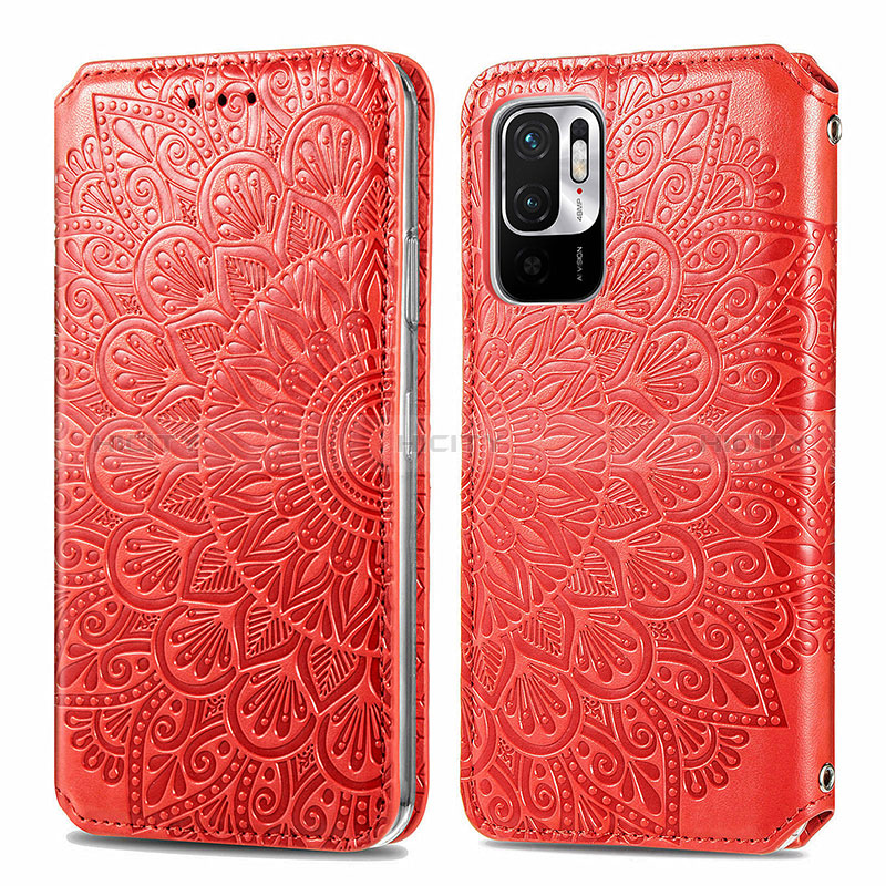 Coque Portefeuille Motif Fantaisie Livre Cuir Etui Clapet S01D pour Xiaomi Redmi Note 10 JE 5G Rouge Plus