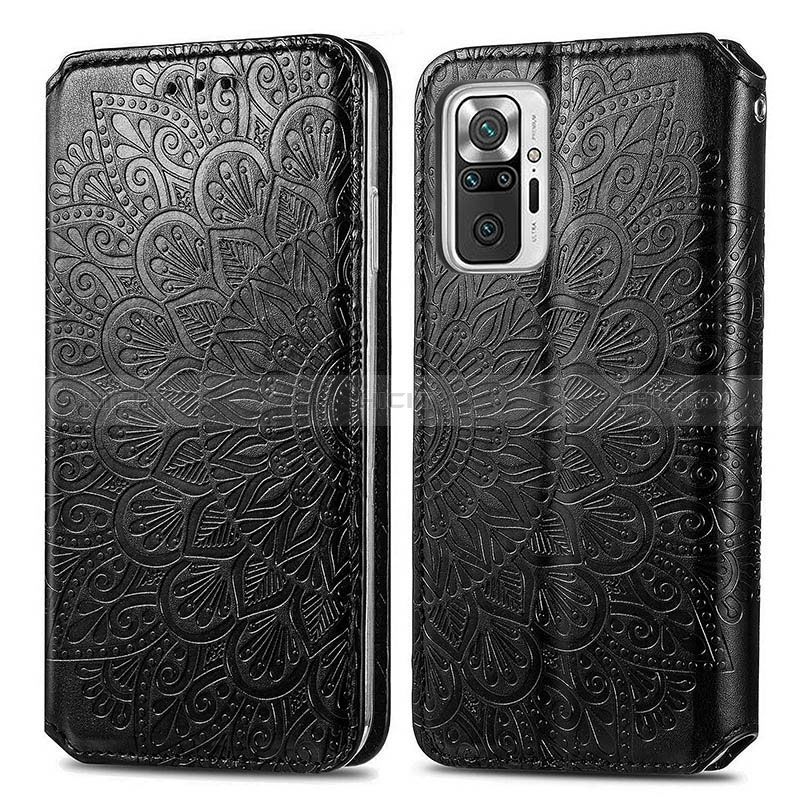 Coque Portefeuille Motif Fantaisie Livre Cuir Etui Clapet S01D pour Xiaomi Redmi Note 10 Pro Max Noir Plus