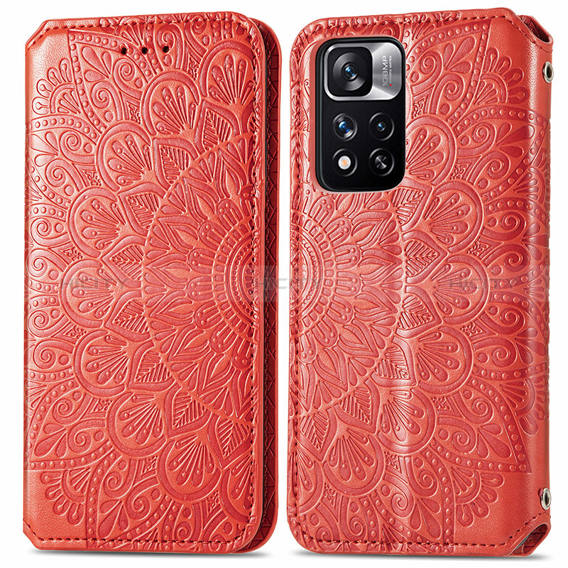 Coque Portefeuille Motif Fantaisie Livre Cuir Etui Clapet S01D pour Xiaomi Redmi Note 11 Pro+ Plus 5G Rouge Plus