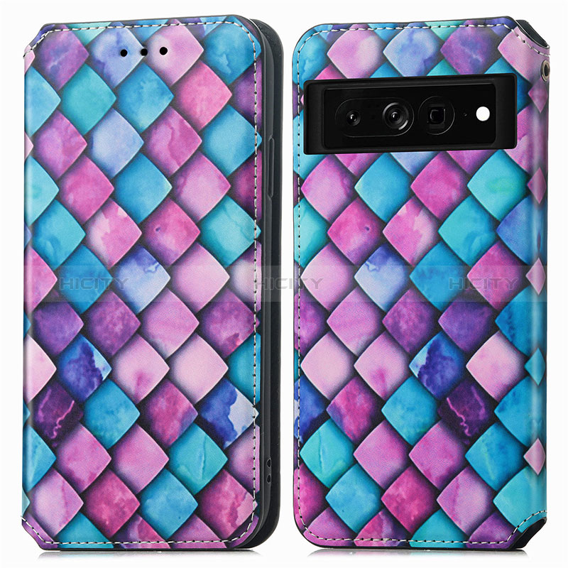 Coque Portefeuille Motif Fantaisie Livre Cuir Etui Clapet S02D pour Google Pixel 7 Pro 5G Violet Plus