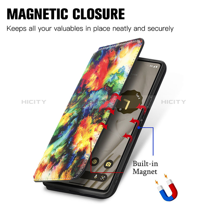 Coque Portefeuille Motif Fantaisie Livre Cuir Etui Clapet S02D pour Google Pixel 7a 5G Plus