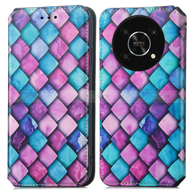 Coque Portefeuille Motif Fantaisie Livre Cuir Etui Clapet S02D pour Huawei Enjoy 50 Pro Violet Plus