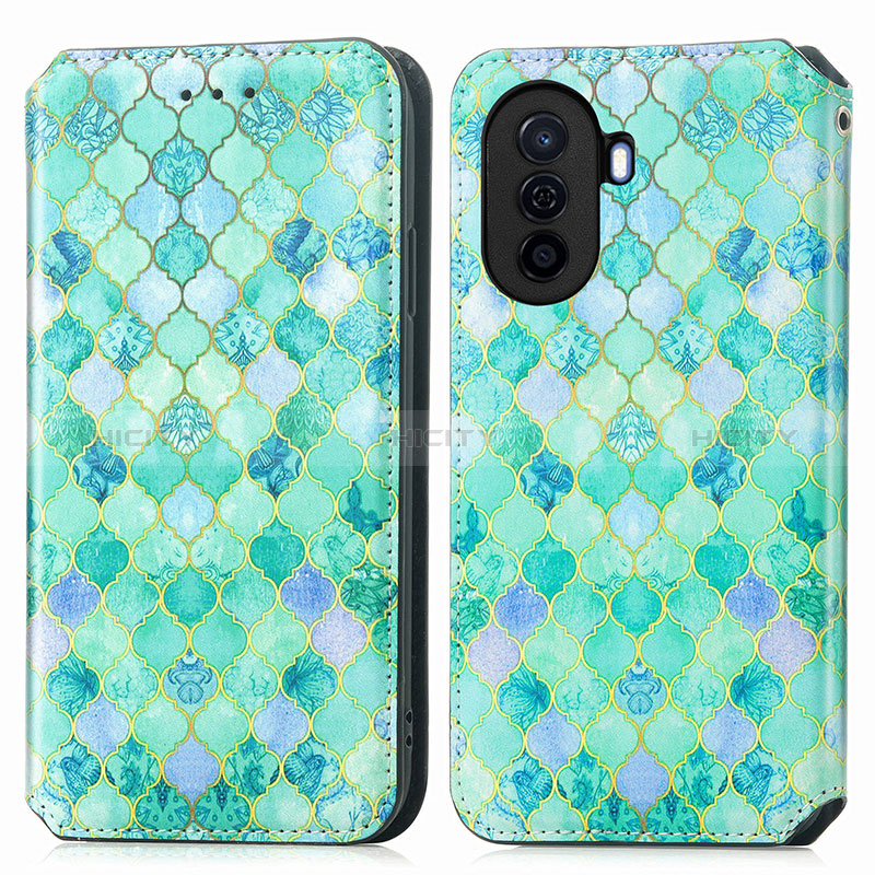 Coque Portefeuille Motif Fantaisie Livre Cuir Etui Clapet S02D pour Huawei Enjoy 50 Vert Plus