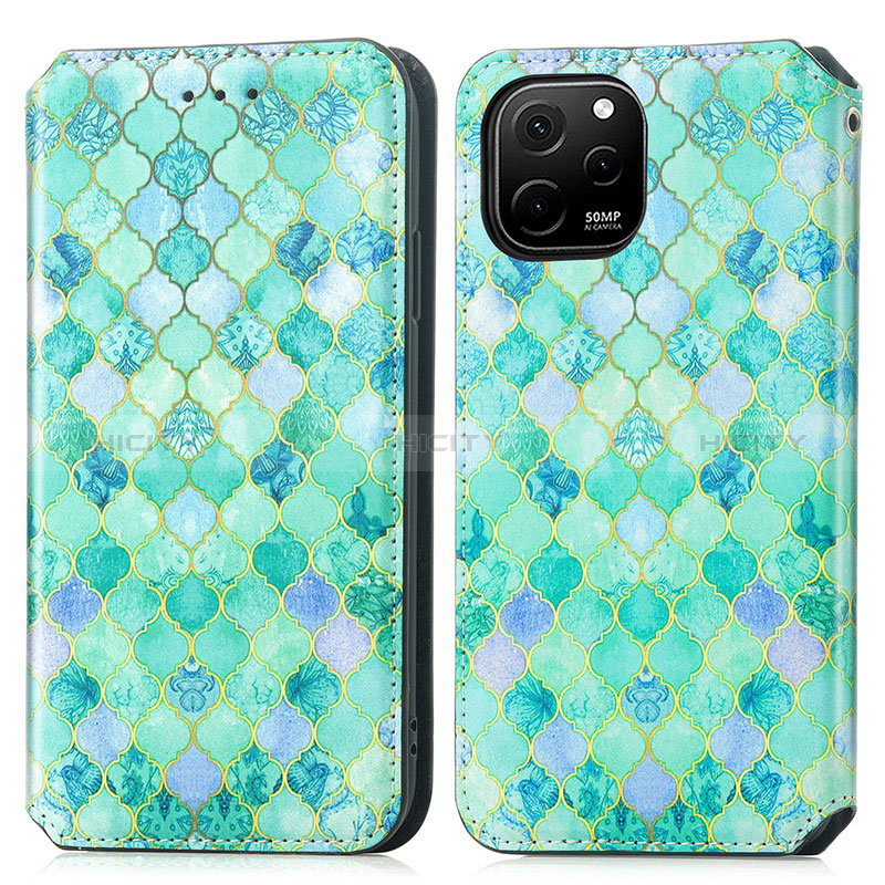 Coque Portefeuille Motif Fantaisie Livre Cuir Etui Clapet S02D pour Huawei Enjoy 50z Vert Plus