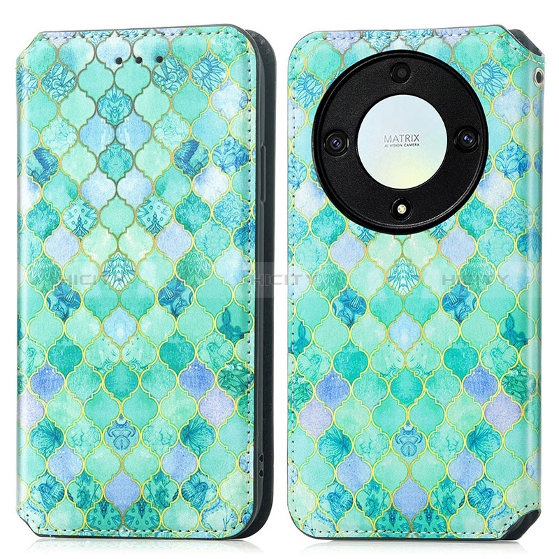 Coque Portefeuille Motif Fantaisie Livre Cuir Etui Clapet S02D pour Huawei Honor Magic5 Lite 5G Vert Plus