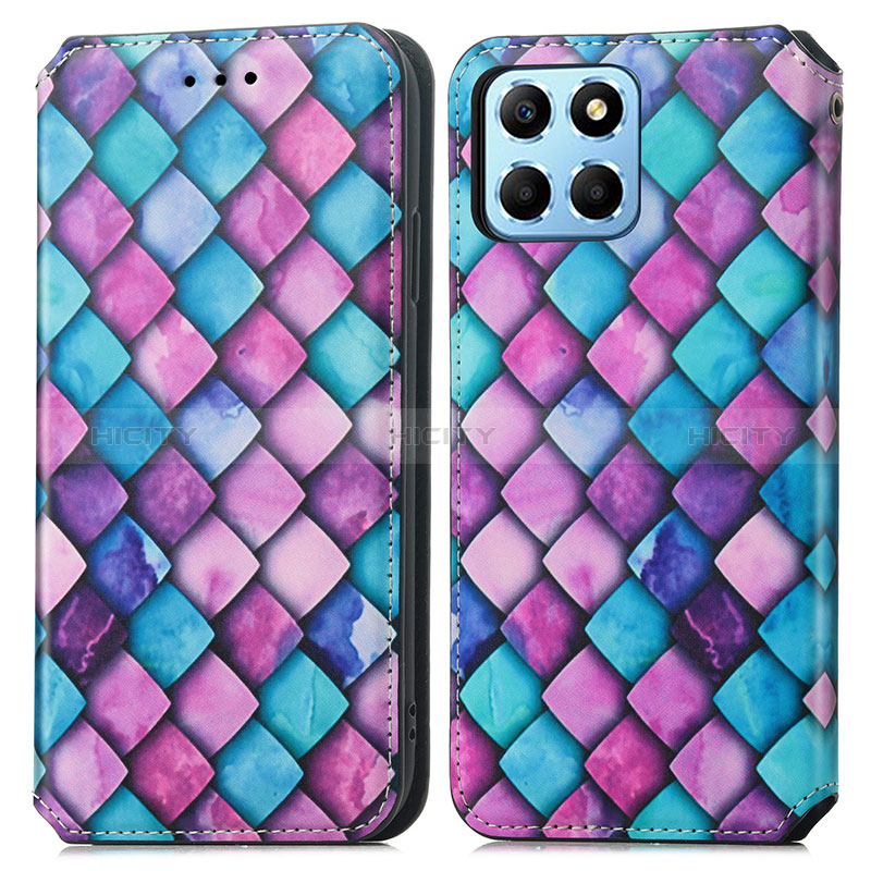 Coque Portefeuille Motif Fantaisie Livre Cuir Etui Clapet S02D pour Huawei Honor X6 Violet Plus