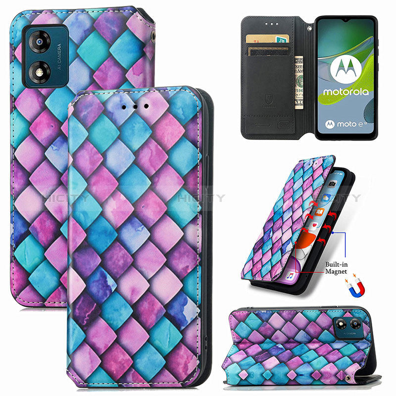 Coque Portefeuille Motif Fantaisie Livre Cuir Etui Clapet S02D pour Motorola Moto E13 Plus