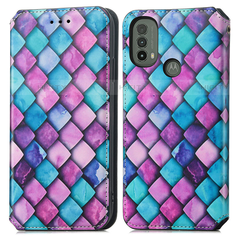 Coque Portefeuille Motif Fantaisie Livre Cuir Etui Clapet S02D pour Motorola Moto E40 Violet Plus