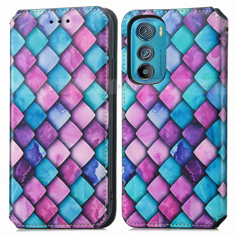 Coque Portefeuille Motif Fantaisie Livre Cuir Etui Clapet S02D pour Motorola Moto Edge 30 5G Violet Plus