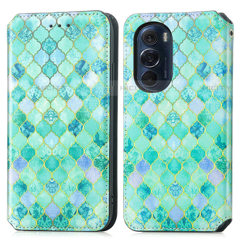 Coque Portefeuille Motif Fantaisie Livre Cuir Etui Clapet S02D pour Motorola Moto Edge X30 5G Vert Plus