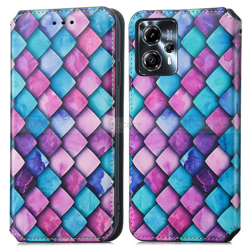 Coque Portefeuille Motif Fantaisie Livre Cuir Etui Clapet S02D pour Motorola Moto G23 Violet Plus