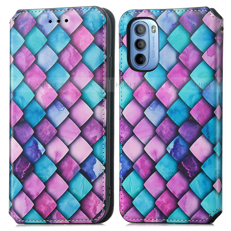 Coque Portefeuille Motif Fantaisie Livre Cuir Etui Clapet S02D pour Motorola Moto G31 Violet Plus