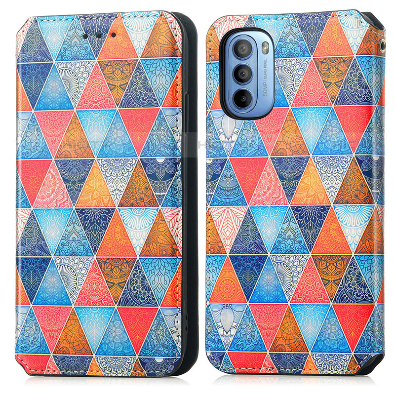 Coque Portefeuille Motif Fantaisie Livre Cuir Etui Clapet S02D pour Motorola Moto G41 Marron Plus