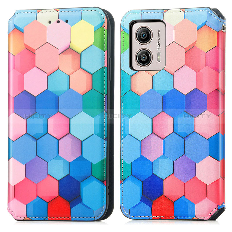 Coque Portefeuille Motif Fantaisie Livre Cuir Etui Clapet S02D pour Motorola Moto G53j 5G Colorful Plus