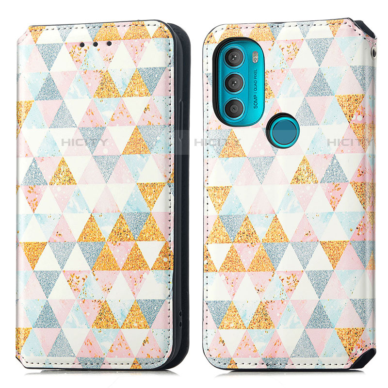 Coque Portefeuille Motif Fantaisie Livre Cuir Etui Clapet S02D pour Motorola Moto G71 5G Blanc Plus