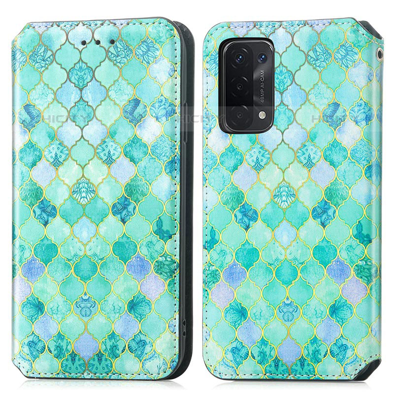 Coque Portefeuille Motif Fantaisie Livre Cuir Etui Clapet S02D pour Oppo A93 5G Vert Plus