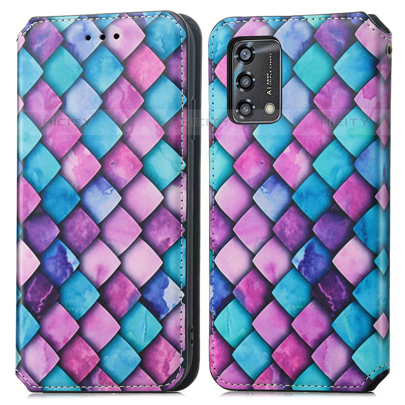 Coque Portefeuille Motif Fantaisie Livre Cuir Etui Clapet S02D pour Oppo Reno6 Lite Violet Plus