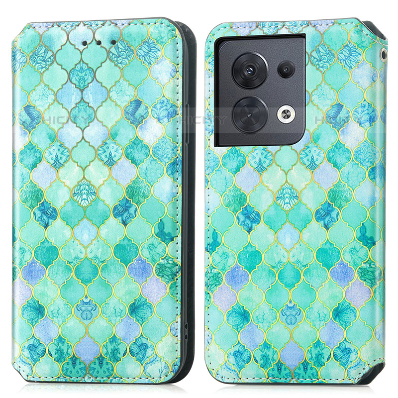 Coque Portefeuille Motif Fantaisie Livre Cuir Etui Clapet S02D pour Oppo Reno8 5G Vert Plus