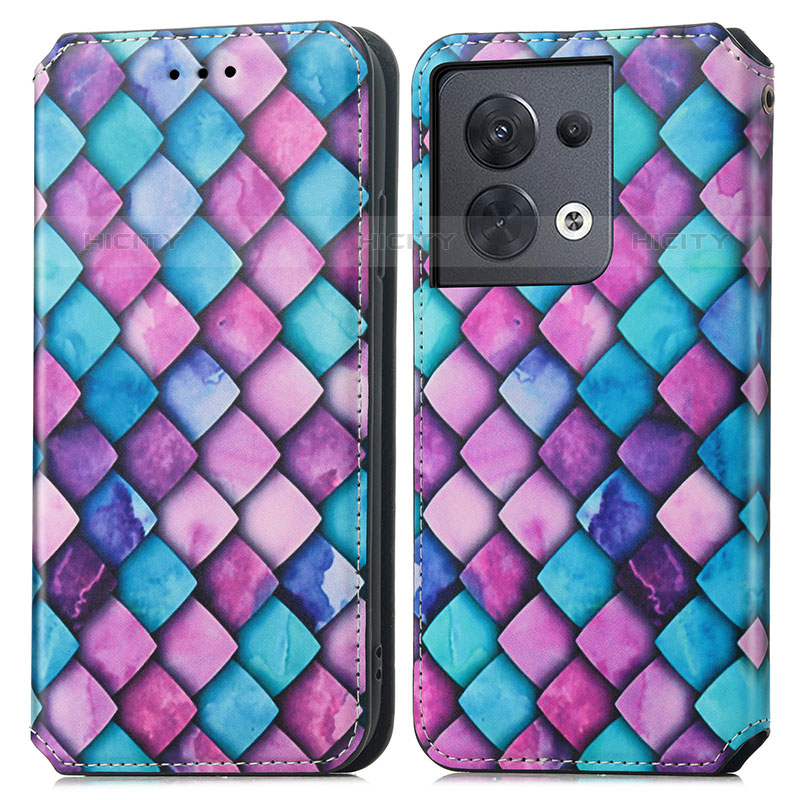 Coque Portefeuille Motif Fantaisie Livre Cuir Etui Clapet S02D pour Oppo Reno9 5G Violet Plus