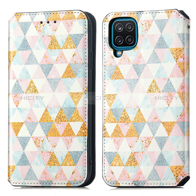 Coque Portefeuille Motif Fantaisie Livre Cuir Etui Clapet S02D pour Samsung Galaxy A12 Nacho Blanc Plus