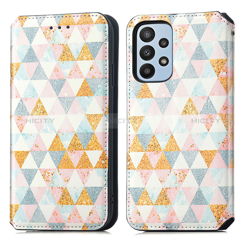 Coque Portefeuille Motif Fantaisie Livre Cuir Etui Clapet S02D pour Samsung Galaxy A23 5G Blanc Plus