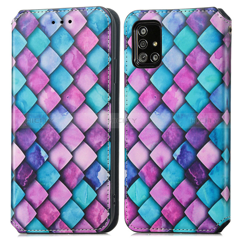 Coque Portefeuille Motif Fantaisie Livre Cuir Etui Clapet S02D pour Samsung Galaxy A51 5G Violet Plus