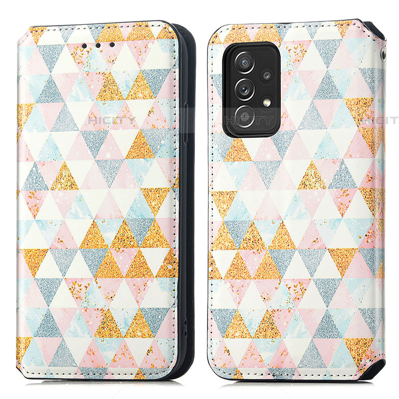 Coque Portefeuille Motif Fantaisie Livre Cuir Etui Clapet S02D pour Samsung Galaxy A52 4G Blanc Plus