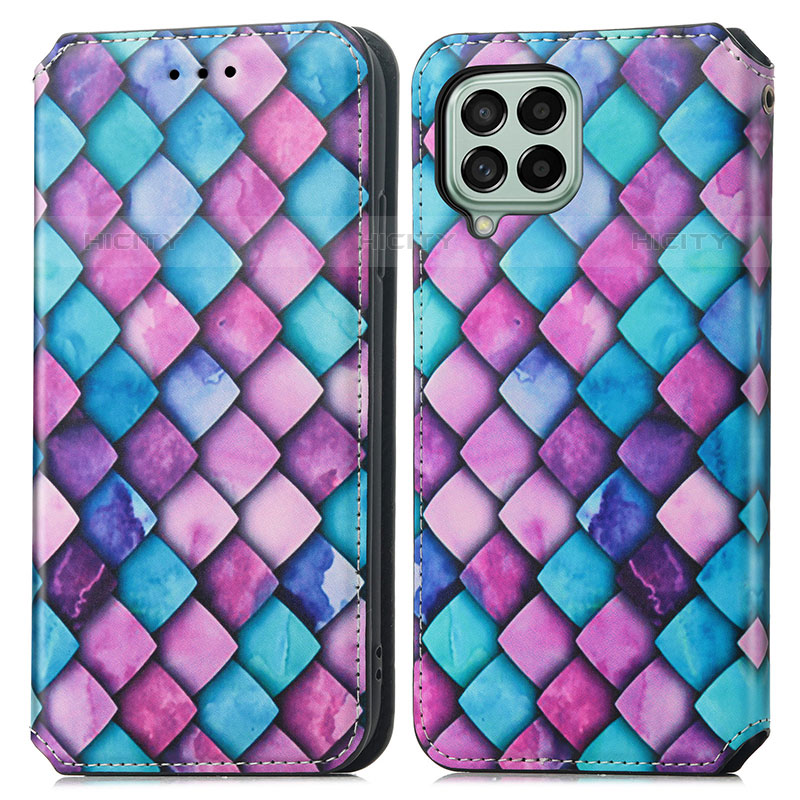 Coque Portefeuille Motif Fantaisie Livre Cuir Etui Clapet S02D pour Samsung Galaxy M53 5G Violet Plus