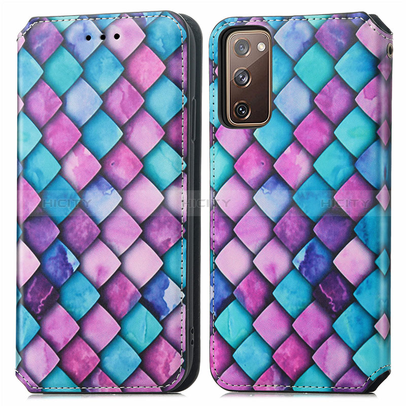 Coque Portefeuille Motif Fantaisie Livre Cuir Etui Clapet S02D pour Samsung Galaxy S20 FE 5G Violet Plus