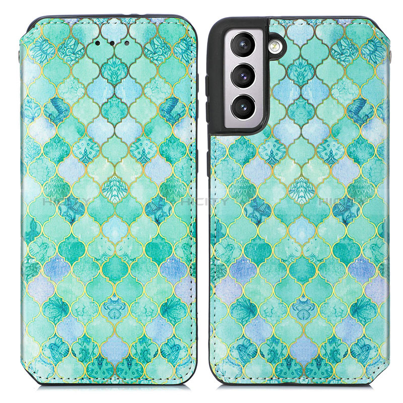 Coque Portefeuille Motif Fantaisie Livre Cuir Etui Clapet S02D pour Samsung Galaxy S24 Plus 5G Vert Plus