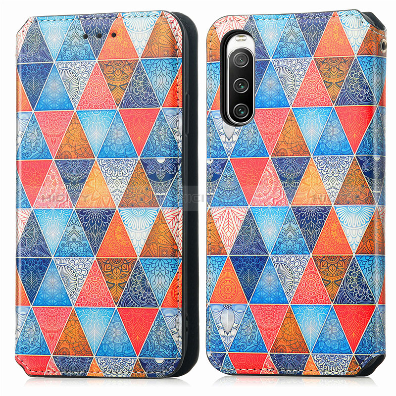 Coque Portefeuille Motif Fantaisie Livre Cuir Etui Clapet S02D pour Sony Xperia 10 V Marron Plus