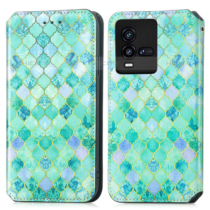 Coque Portefeuille Motif Fantaisie Livre Cuir Etui Clapet S02D pour Vivo iQOO 9T 5G Vert Plus