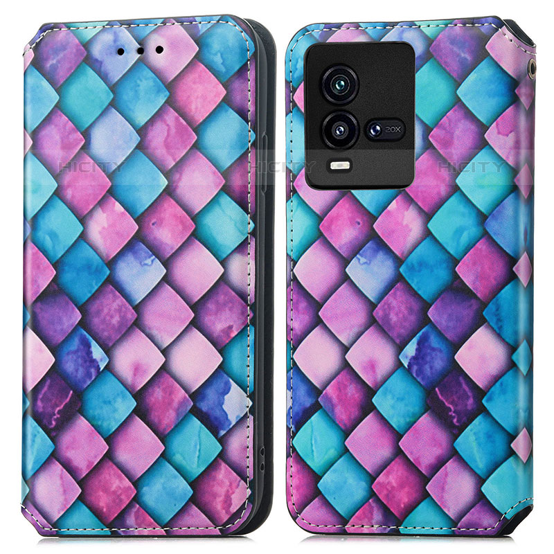 Coque Portefeuille Motif Fantaisie Livre Cuir Etui Clapet S02D pour Vivo iQOO 9T 5G Violet Plus