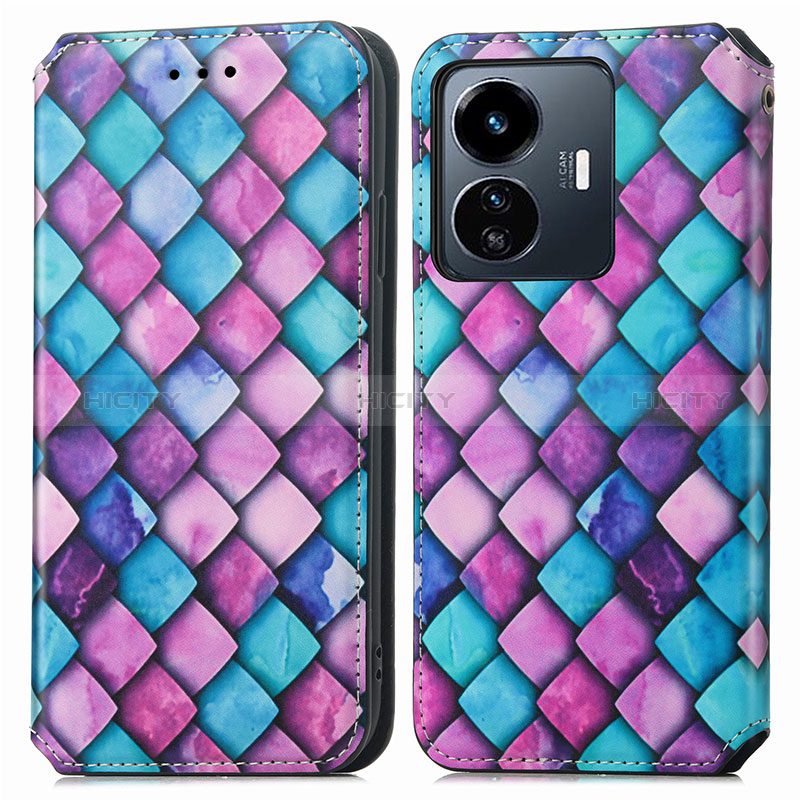 Coque Portefeuille Motif Fantaisie Livre Cuir Etui Clapet S02D pour Vivo Y77 5G Violet Plus