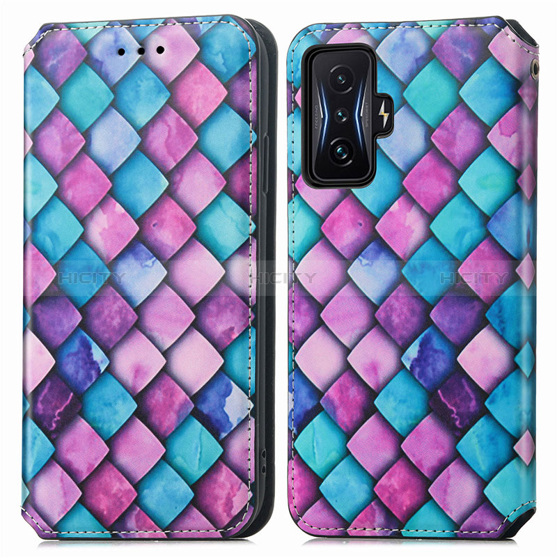 Coque Portefeuille Motif Fantaisie Livre Cuir Etui Clapet S02D pour Xiaomi Poco F4 GT 5G Violet Plus