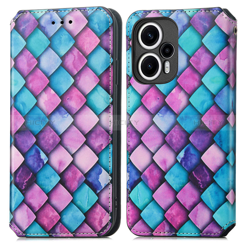 Coque Portefeuille Motif Fantaisie Livre Cuir Etui Clapet S02D pour Xiaomi Poco F5 5G Violet Plus