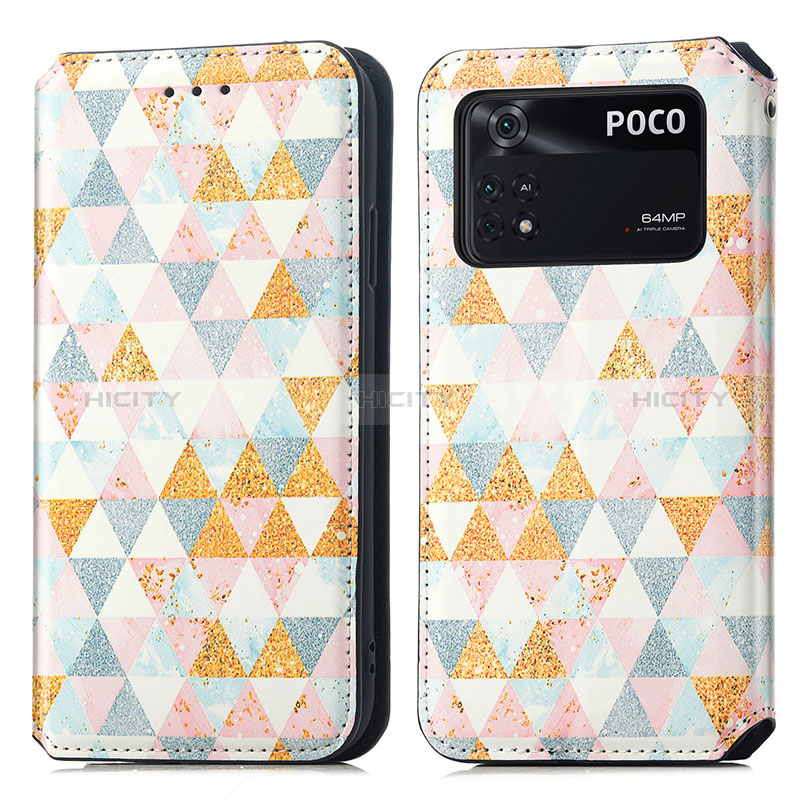 Coque Portefeuille Motif Fantaisie Livre Cuir Etui Clapet S02D pour Xiaomi Poco M4 Pro 4G Blanc Plus