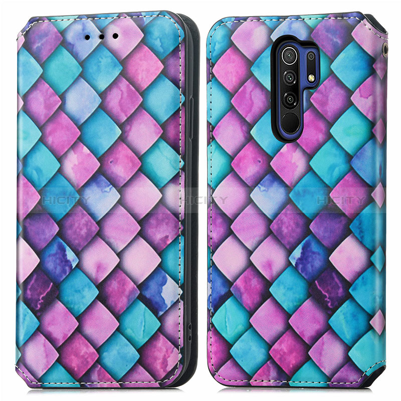 Coque Portefeuille Motif Fantaisie Livre Cuir Etui Clapet S02D pour Xiaomi Redmi 9 Prime India Violet Plus