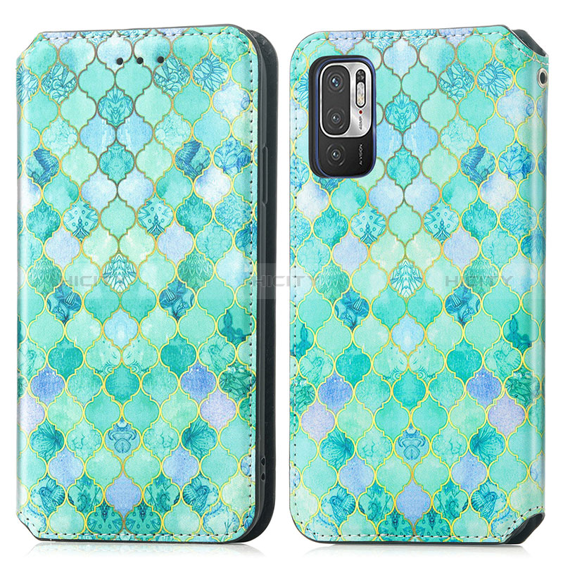 Coque Portefeuille Motif Fantaisie Livre Cuir Etui Clapet S02D pour Xiaomi Redmi Note 10T 5G Vert Plus