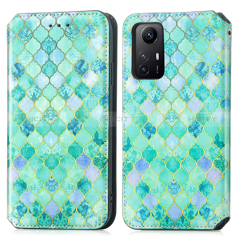 Coque Portefeuille Motif Fantaisie Livre Cuir Etui Clapet S02D pour Xiaomi Redmi Note 12S Vert Plus