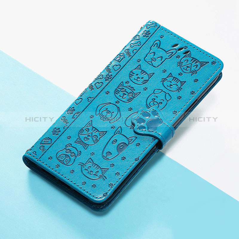 Coque Portefeuille Motif Fantaisie Livre Cuir Etui Clapet S03D pour Google Pixel 4a 5G Bleu Plus