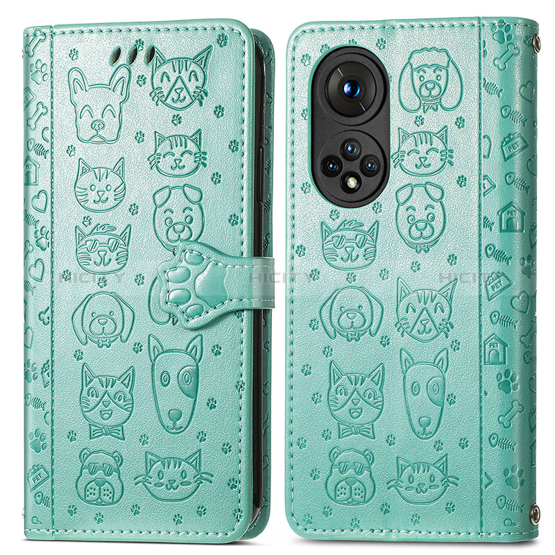 Coque Portefeuille Motif Fantaisie Livre Cuir Etui Clapet S03D pour Huawei Honor 50 5G Vert Plus