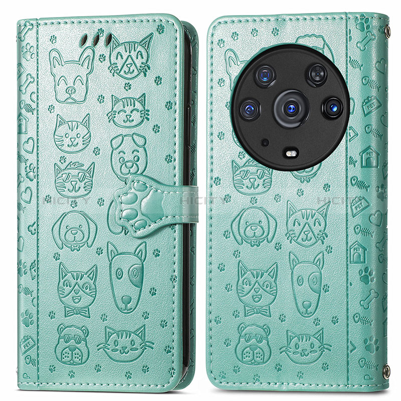 Coque Portefeuille Motif Fantaisie Livre Cuir Etui Clapet S03D pour Huawei Honor Magic3 Pro 5G Vert Plus