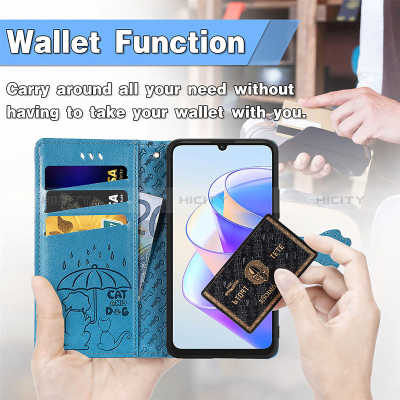 Coque Portefeuille Motif Fantaisie Livre Cuir Etui Clapet S03D pour Huawei Honor X7a Plus