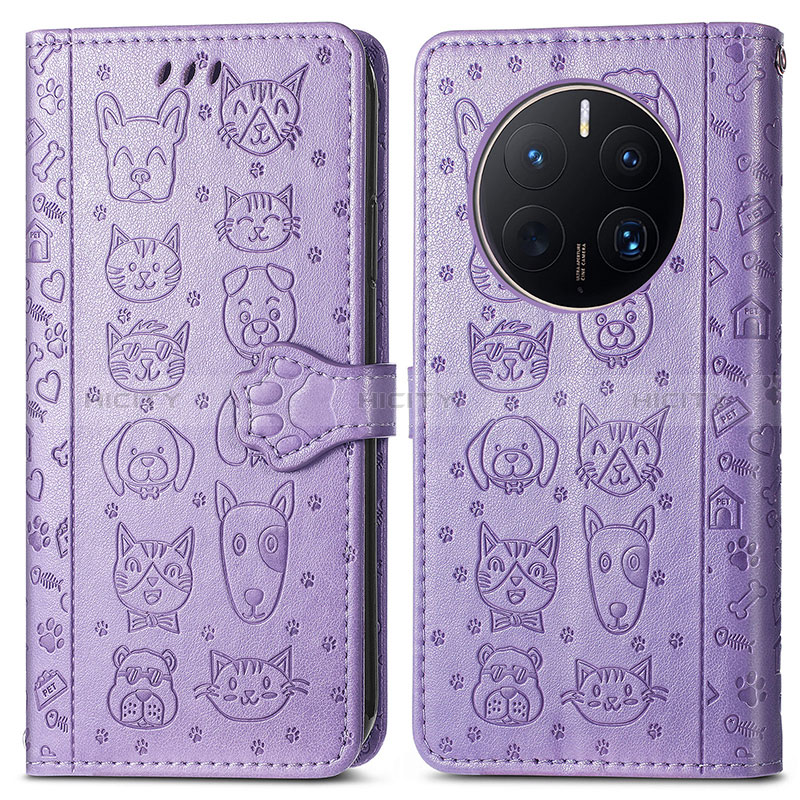 Coque Portefeuille Motif Fantaisie Livre Cuir Etui Clapet S03D pour Huawei Mate 50 Pro Violet Plus