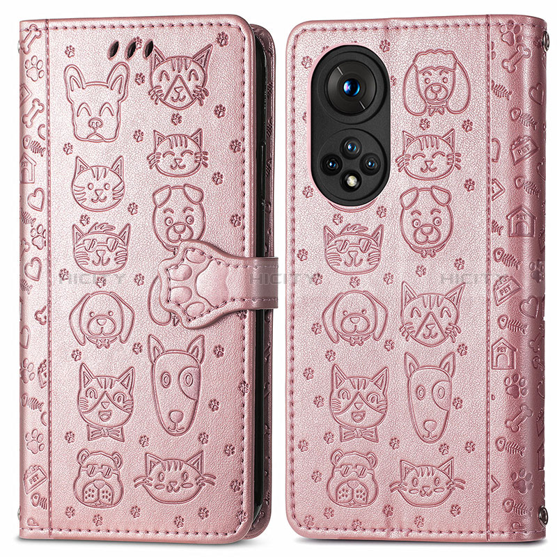 Coque Portefeuille Motif Fantaisie Livre Cuir Etui Clapet S03D pour Huawei Nova 9 Pro Or Rose Plus