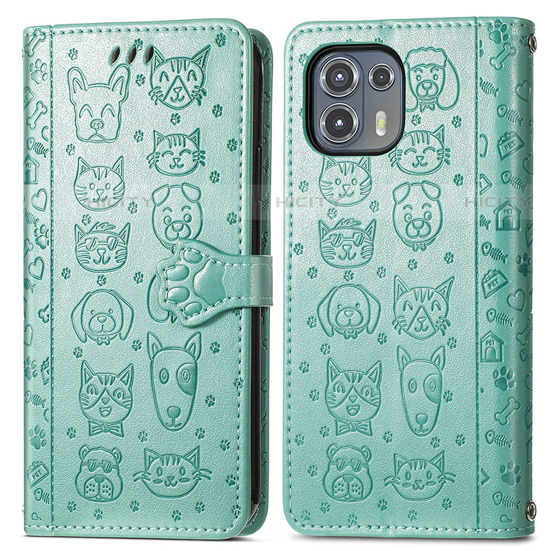 Coque Portefeuille Motif Fantaisie Livre Cuir Etui Clapet S03D pour Motorola Moto Edge 20 Lite 5G Vert Plus